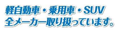 軽自動車・乗用車・SUV 全メーカー取り扱っています。